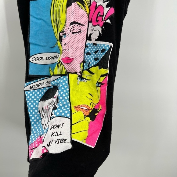 Rue 21 Cartoon Distressed Black Sleeveless Shirt Small - Picture 4 of 5